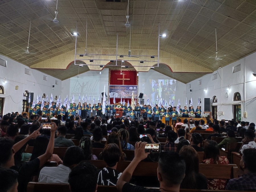 A section of the congregation attending the AGBCN 3rd Biennial Youth Conference at Konyak Baptist Bumeinok Bangjum Mission Center, Mon on October 7. (Photo Courtesy: AGBCN)